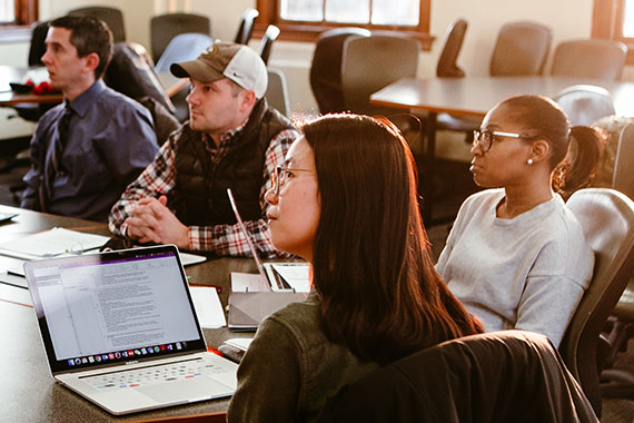 Students in educational leadership course