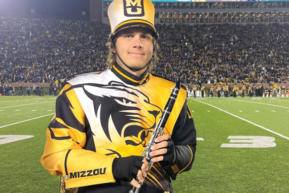 Marching Mizzou band member