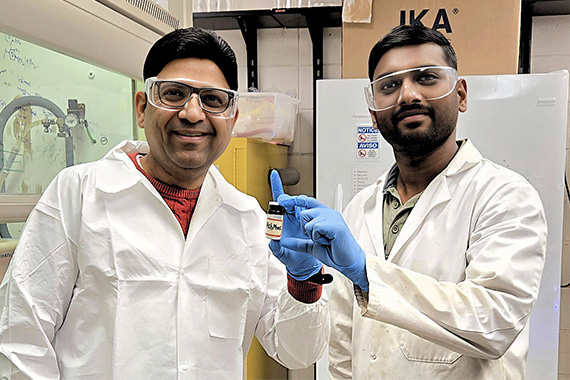 Two researchers in lab coats