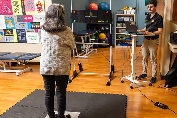 Two people in motion lab