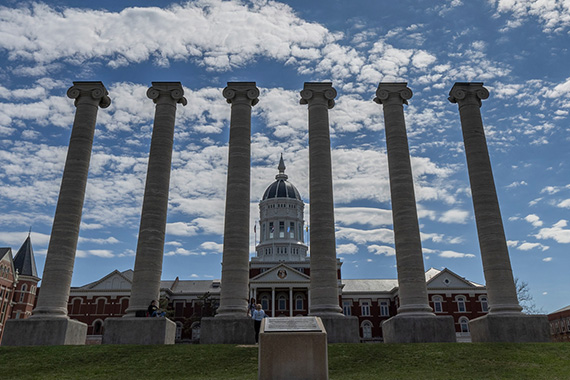 Jesse Hall through the columns