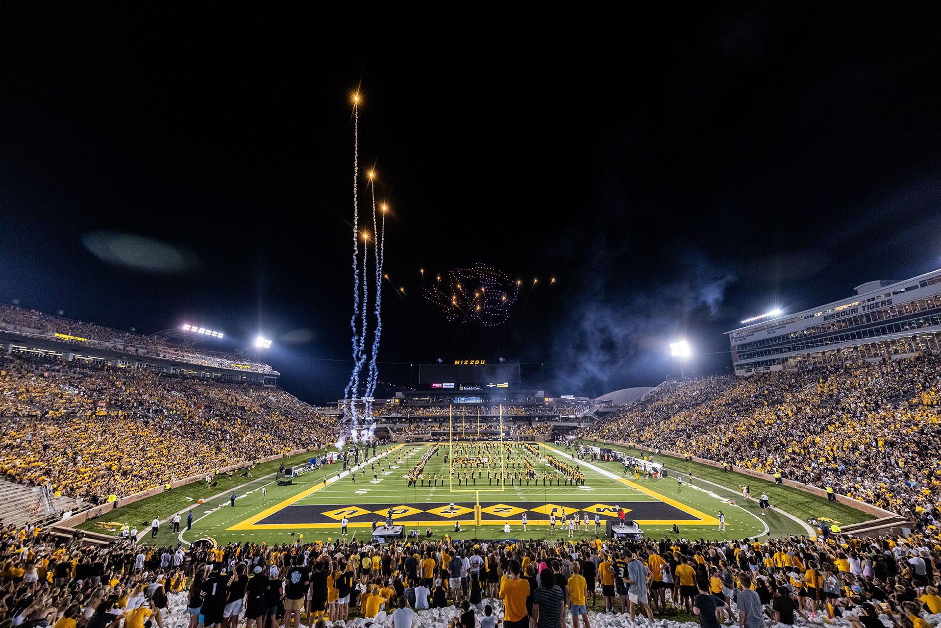Memorial Stadium at night