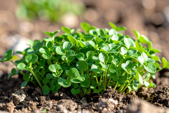 A close-up of a pennycress plant