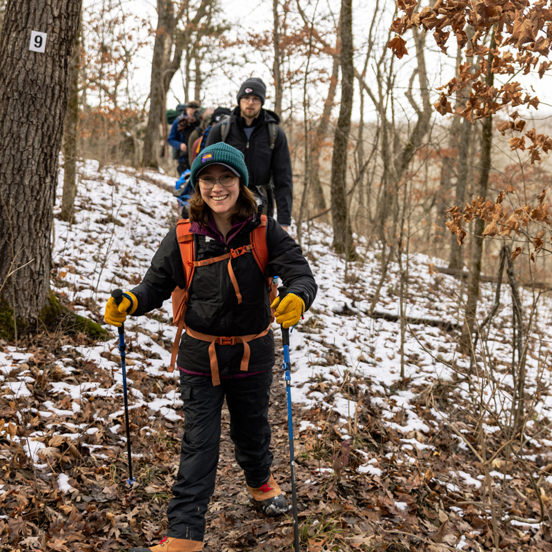 Outdoor adventures in Columbia. People hiking in the woods