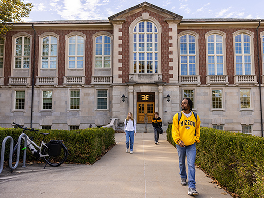 students on red campus