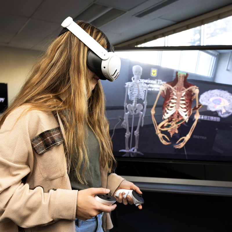 Student using 3D to study anatomy