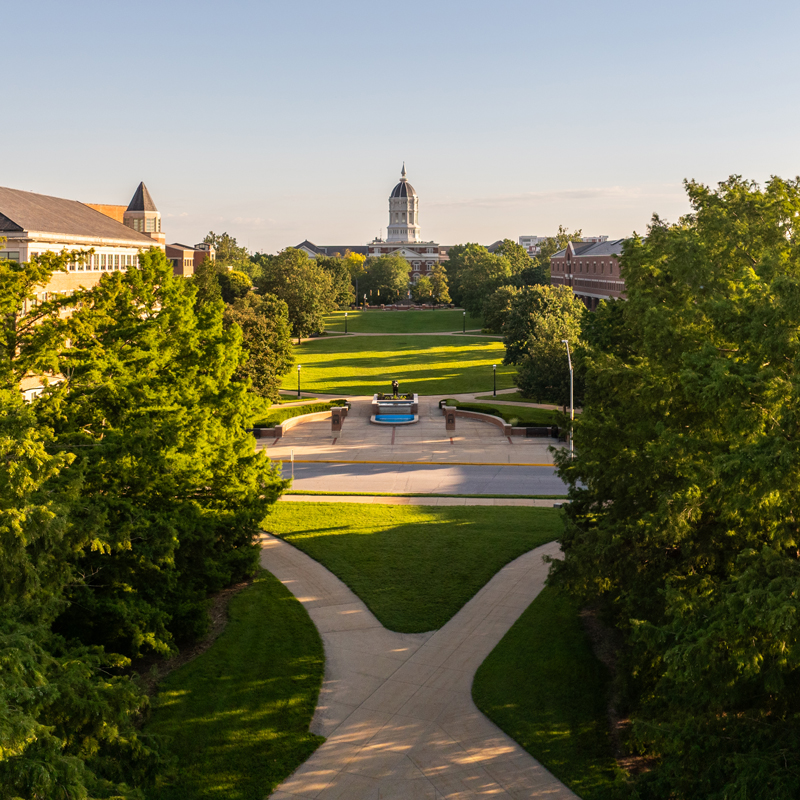 Campus with Jesse Hall in the background