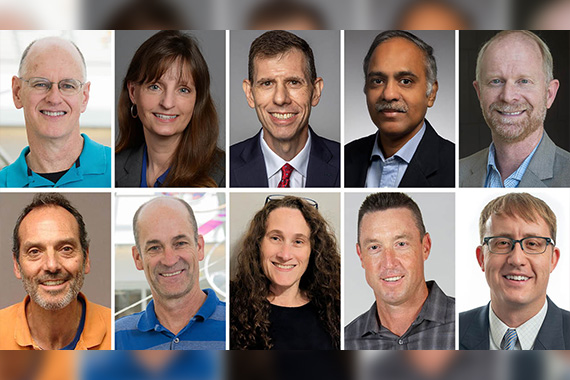 Composite of 10 professors headshots