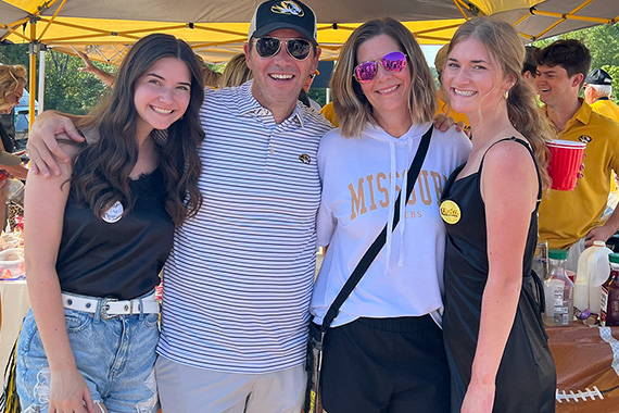 Family at a Mizzou Tigers tailgate