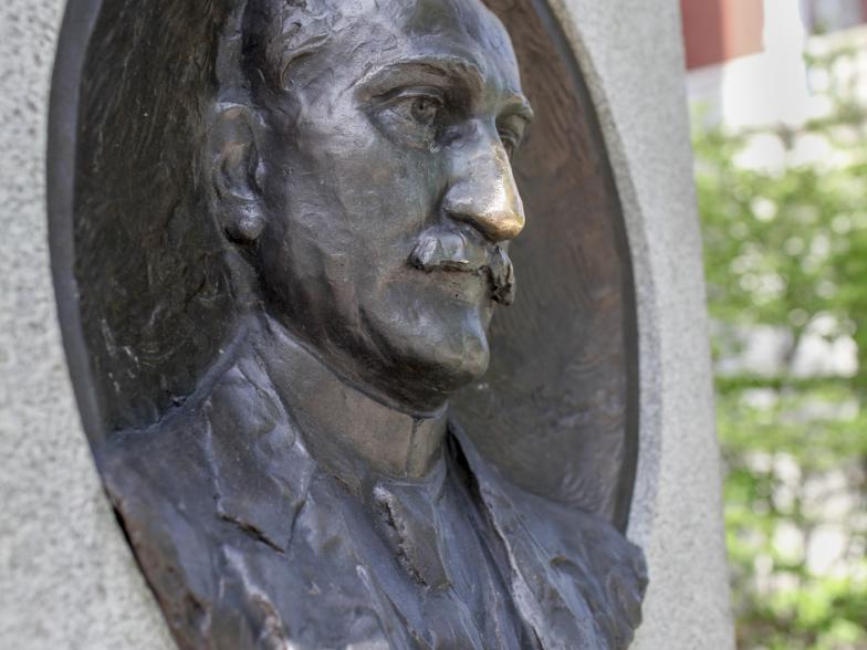 Bust of David R. Francis on the Quad.
